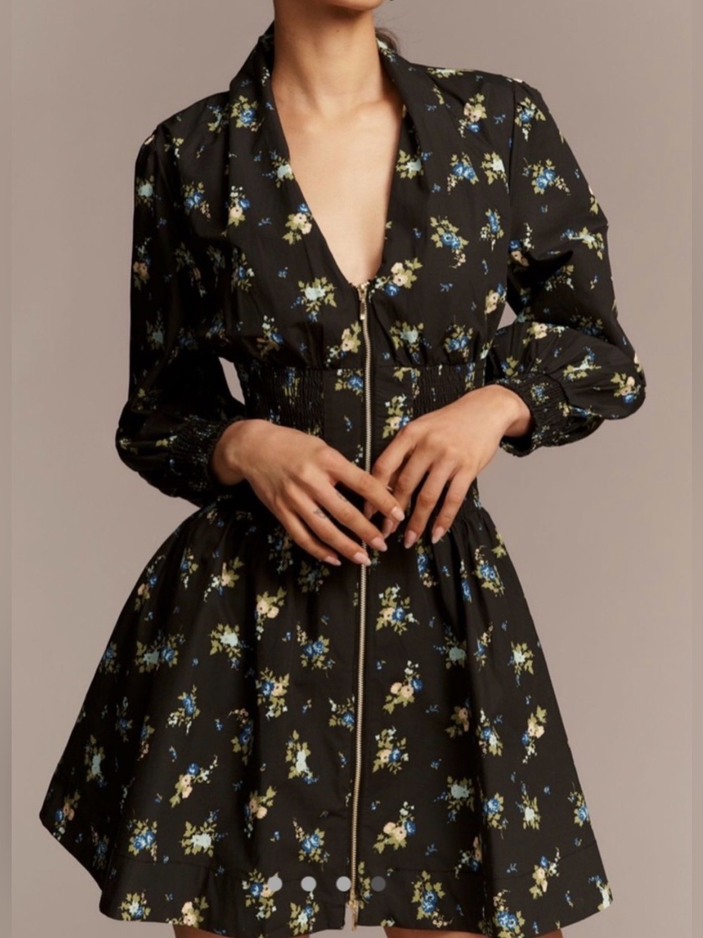 Anthropologie The Tommie front zip mini shirt dress